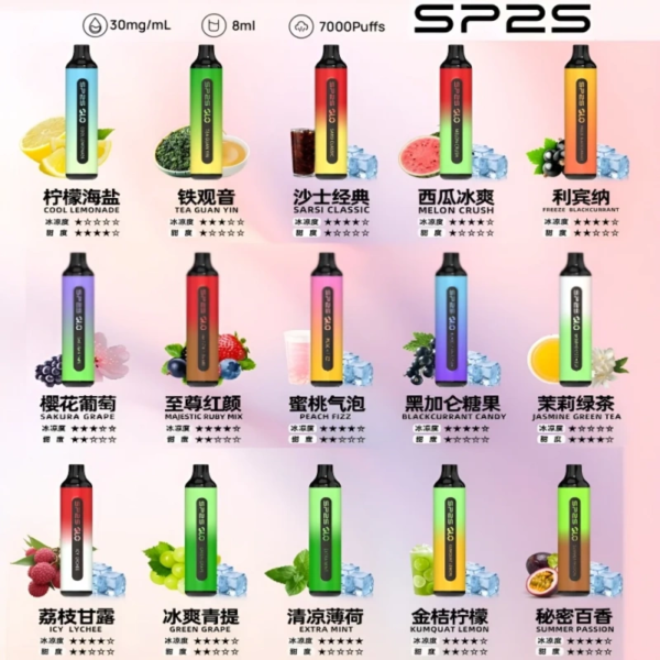 SP2S抛棄式一次性7000口可充電電子烟3% 滿十免郵
